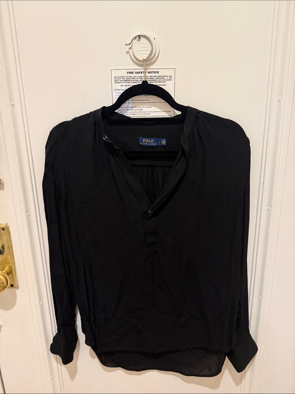 Ralph Lauren Black V-Neck Long-Sleeve Blouse
